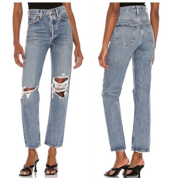 Agolde 90s Pinch Waist Straight Jean in Backdrop Size 29 distressed baggy dad - Picture 1 of 15